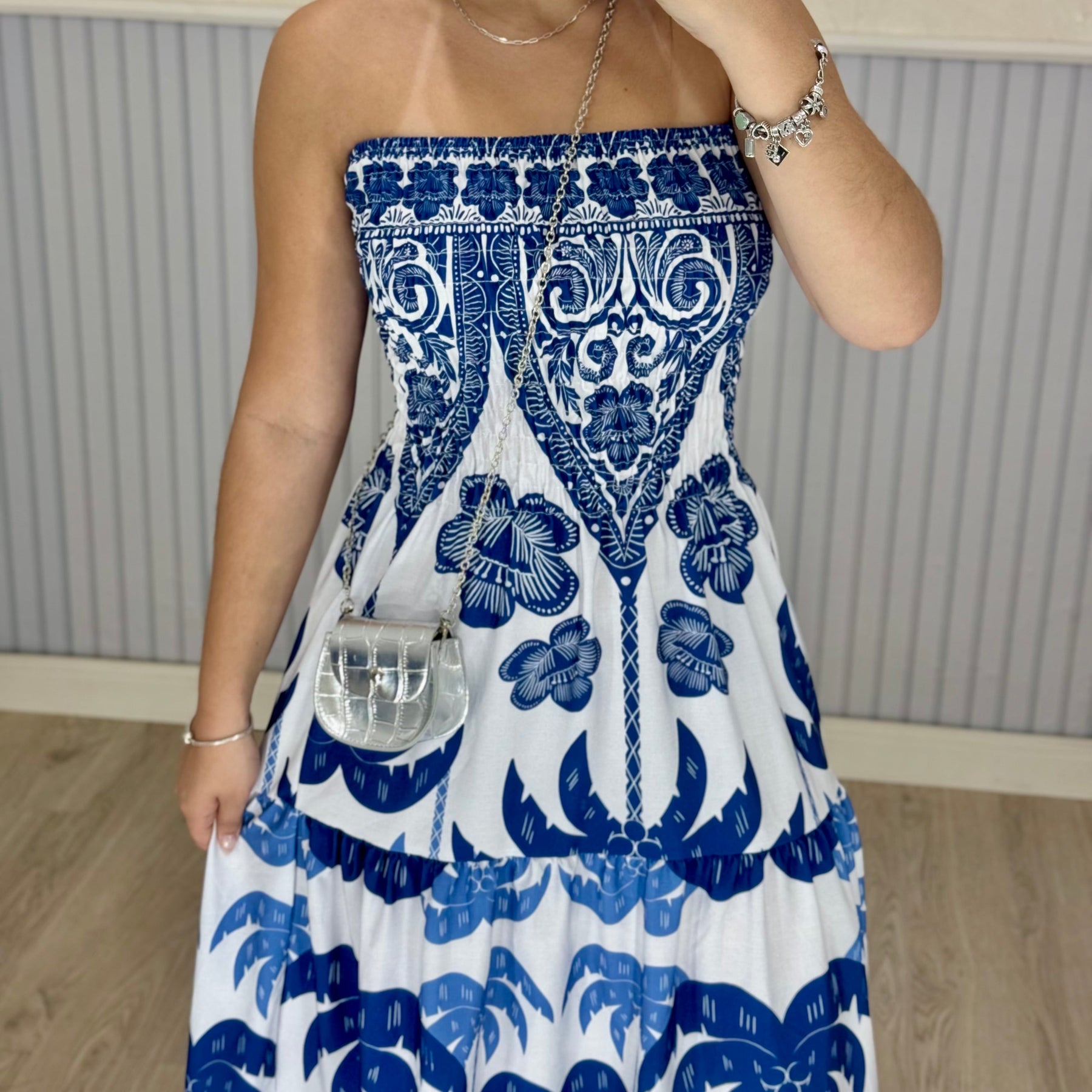 Vestido Longo Lastex Lauren Crepe de Seda