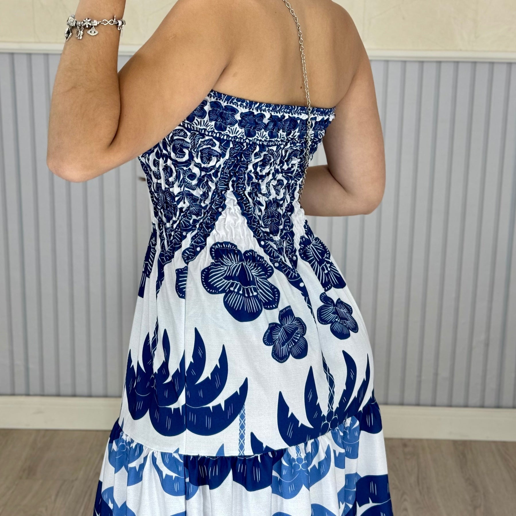 Vestido Longo Lastex Lauren Crepe de Seda