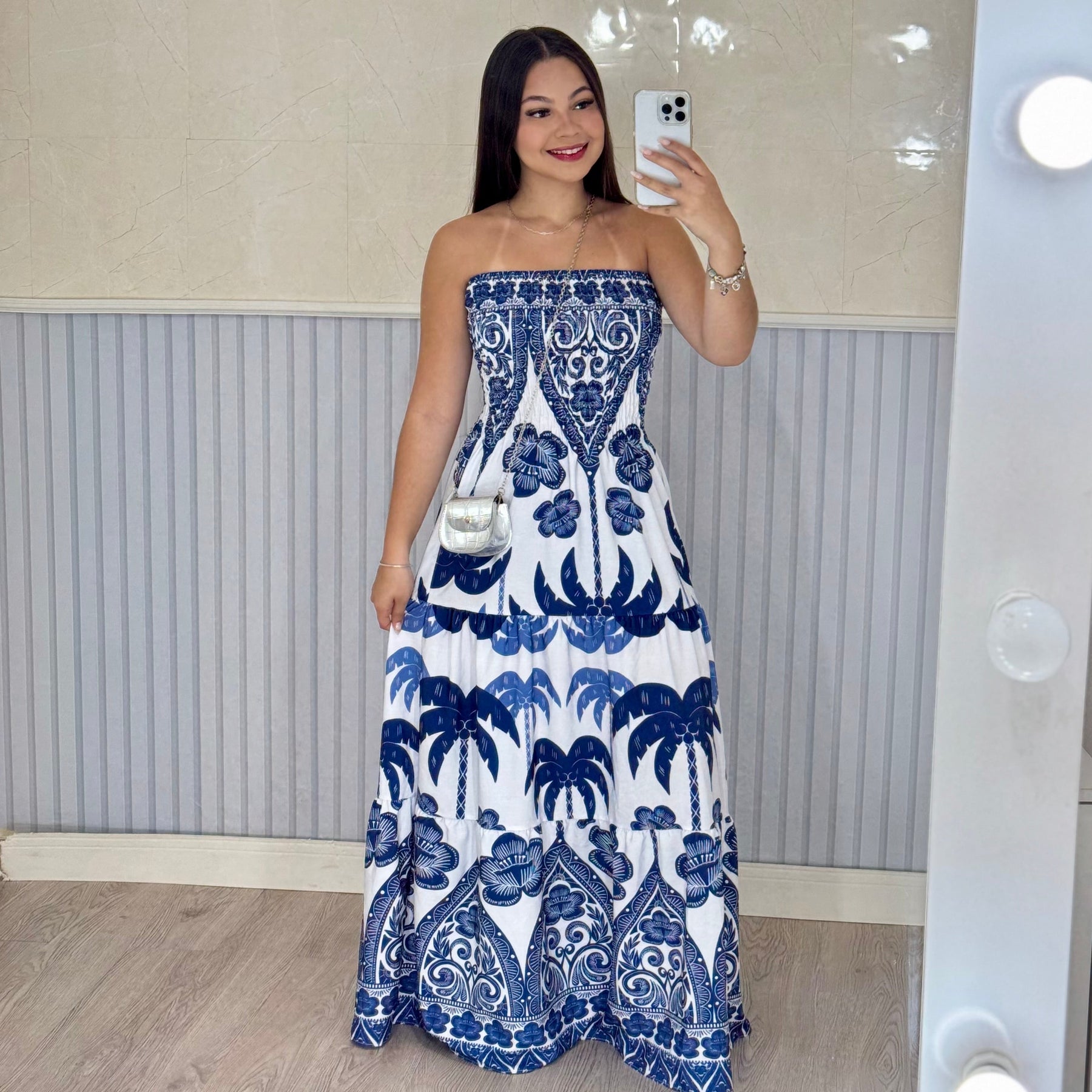 Vestido Longo Lastex Lauren Crepe de Seda