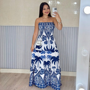 Vestido Longo Lastex Lauren Crepe de Seda