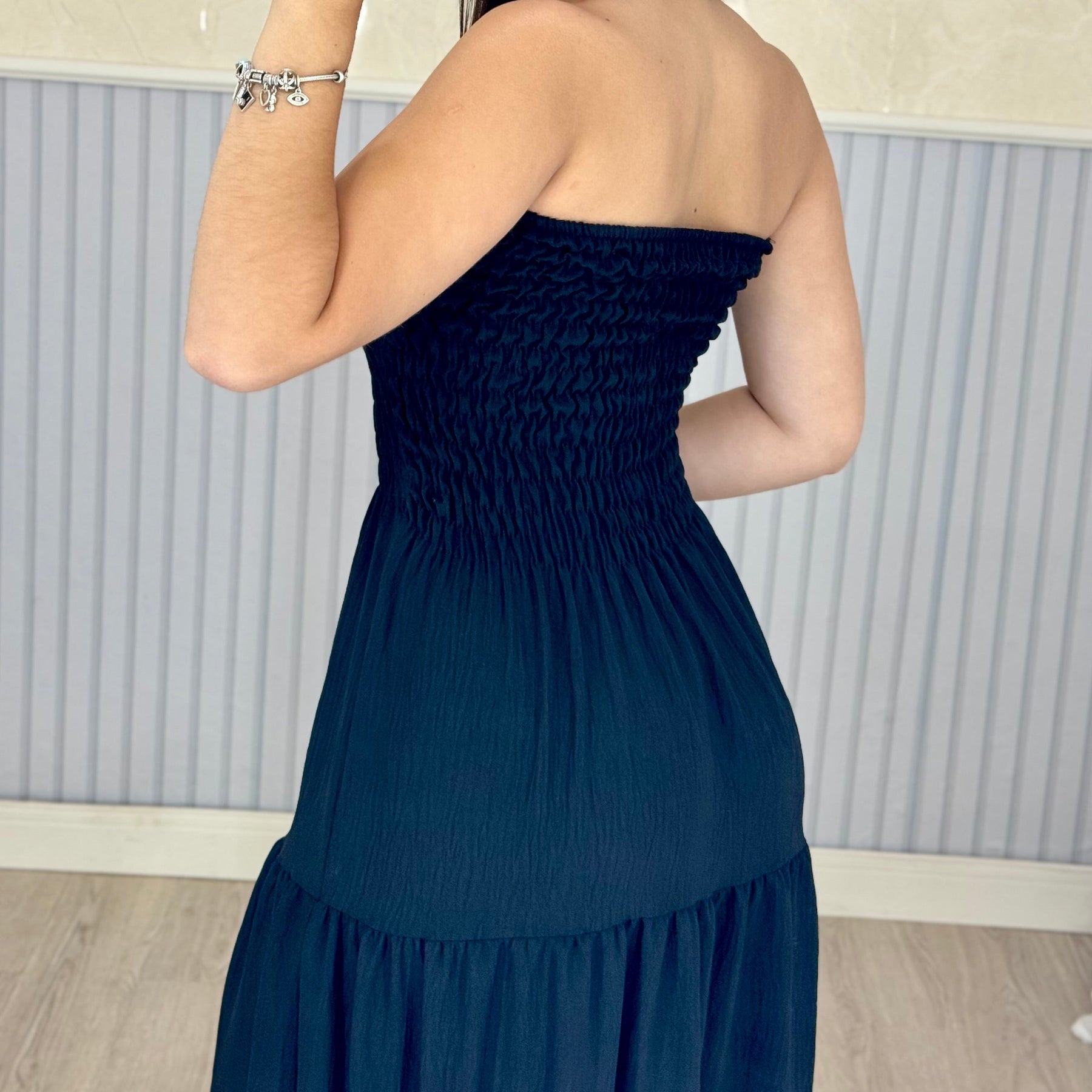 Vestido Longo Lastex Lauren Crepe de Seda