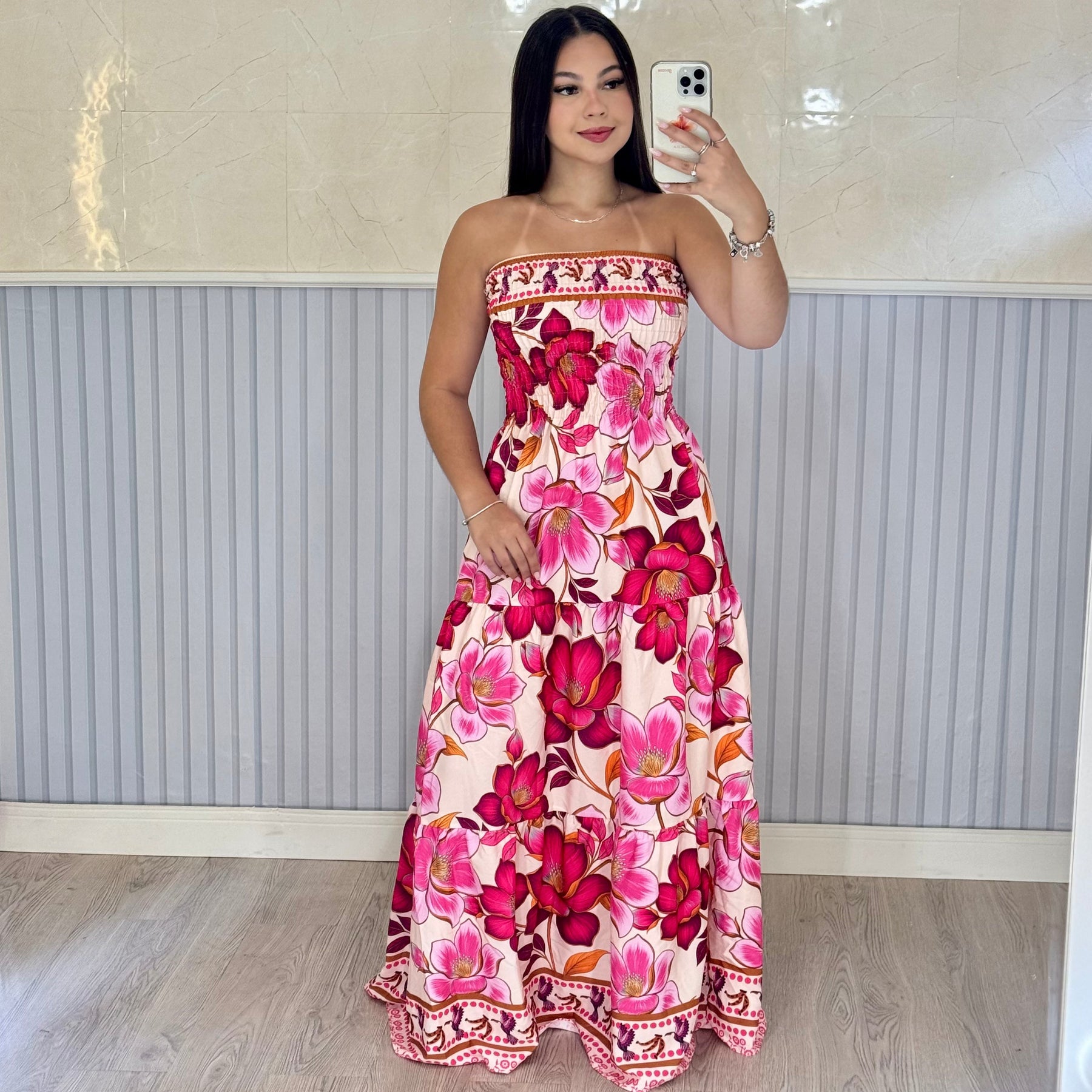 Vestido Longo Lastex Lauren Crepe de Seda