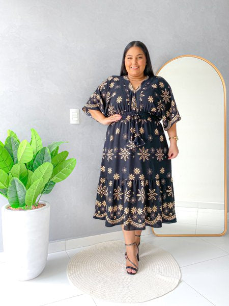 Vestido Midi com Estampa Floral
