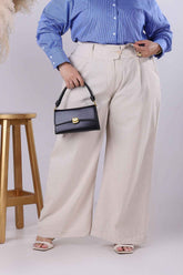 Calça Pantalona de Linho com Pregas