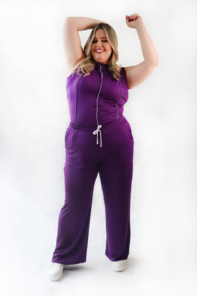 Calça Pantalona De Malha Com Elastico Na Cintura