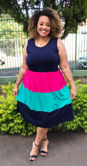 Vestido Regata Alça Larga Três Babados